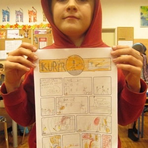 Tomáš (8) se svým komiksem Kurýr...